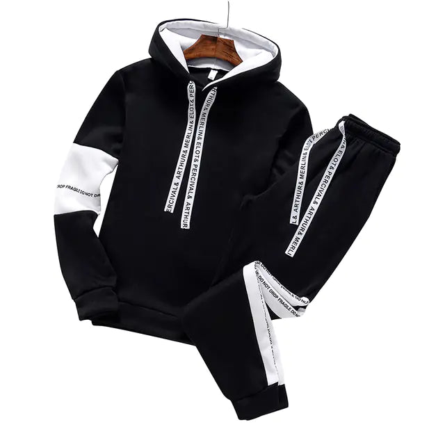 Men's Hooded Tracksuit Set for Autumn Winter Wear