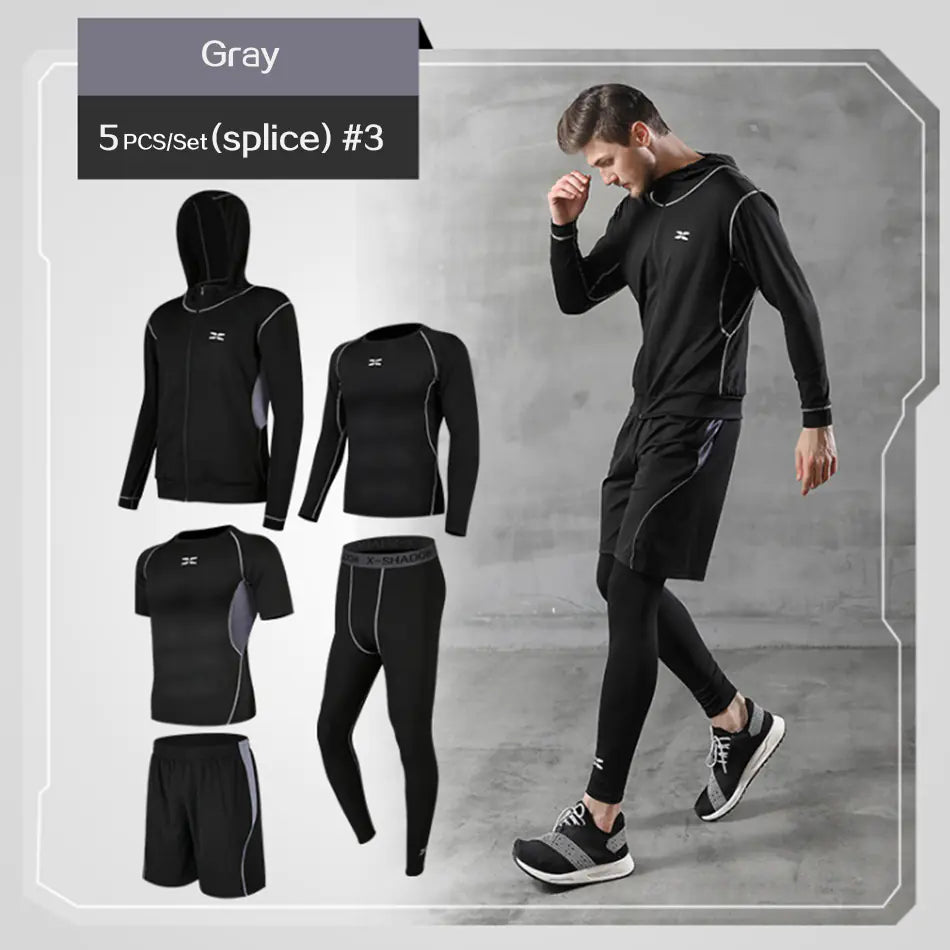 Men's Athletic Set - Quick-Dry T-Shirt and Pants (5 Pieces)
