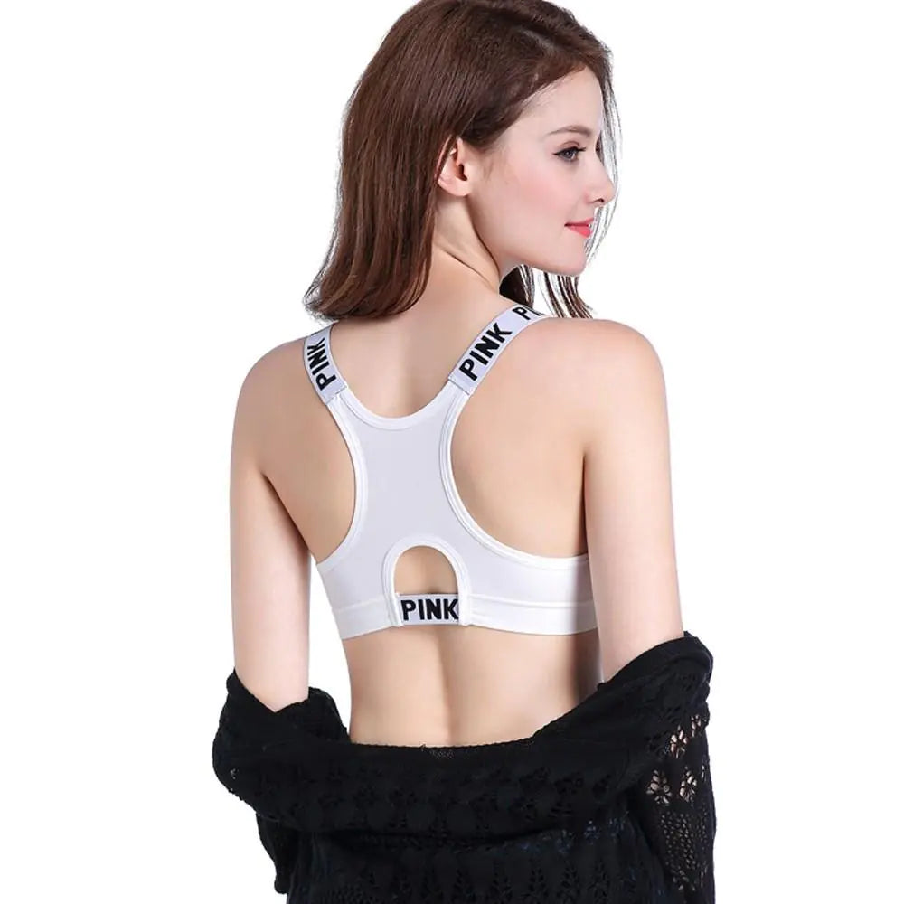 Seamless Women's Sports Bra with Letter Design