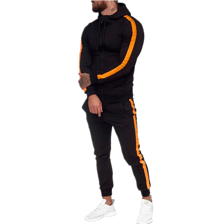 Men's Hooded Zip-Up Athletic Tracksuit Set