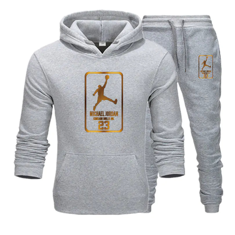 New Autumn Winter Men's Casual Hooded Sweatshirt Set