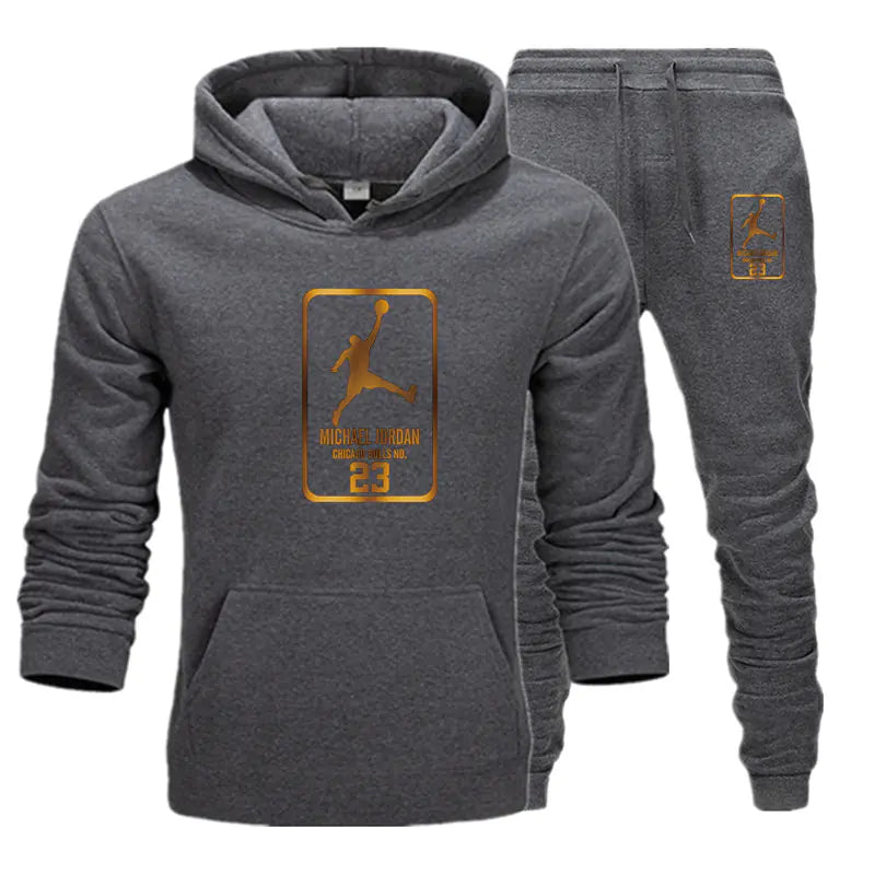 New Autumn Winter Men's Casual Hooded Sweatshirt Set