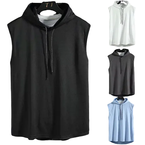 Men's Casual Hooded T-Shirt & Sports Vest Combo
