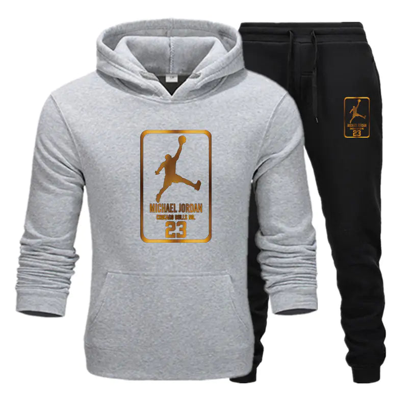 New Autumn Winter Men's Casual Hooded Sweatshirt Set
