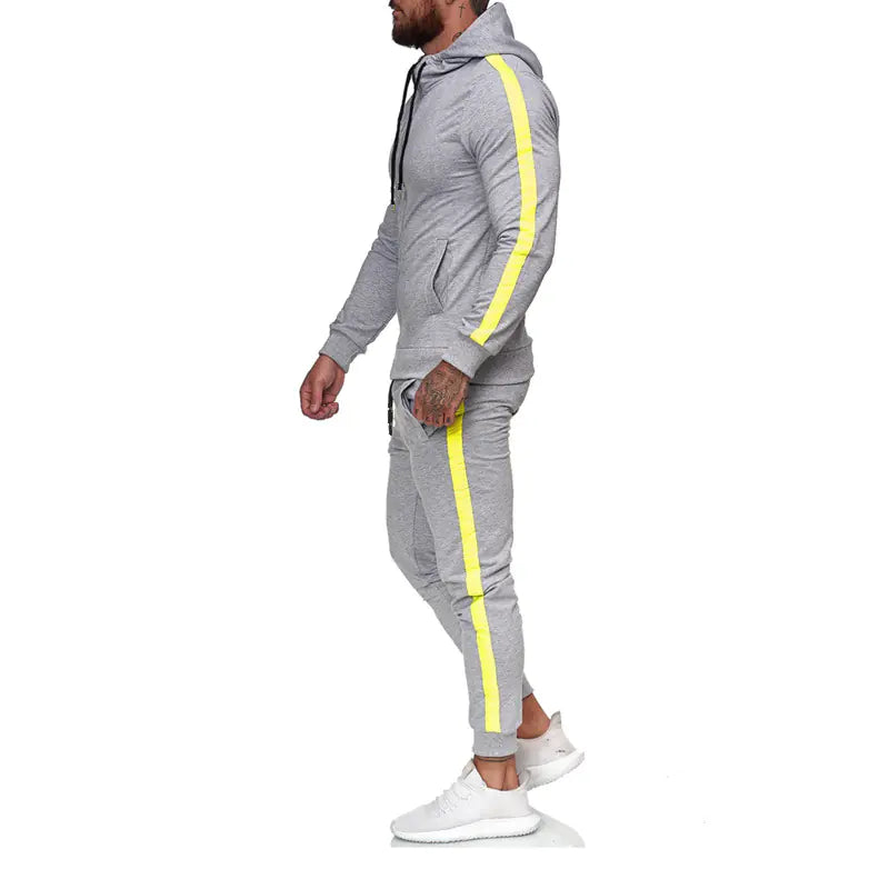 Men's Hooded Zip-Up Athletic Tracksuit Set