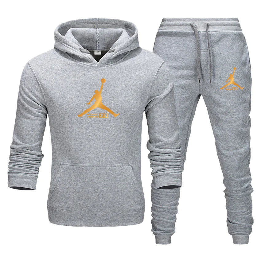 New Autumn Winter Men's Casual Hooded Sweatshirt Set