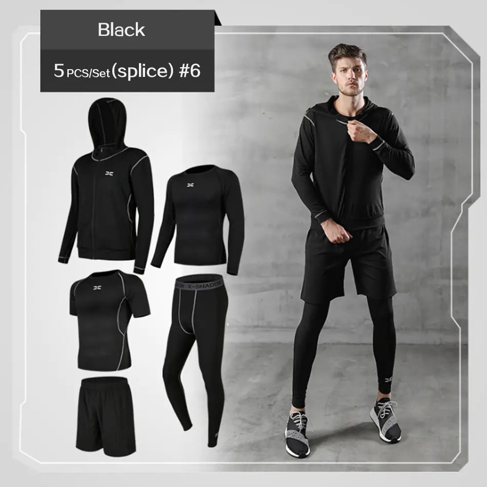 Men's Athletic Set - Quick-Dry T-Shirt and Pants (5 Pieces)