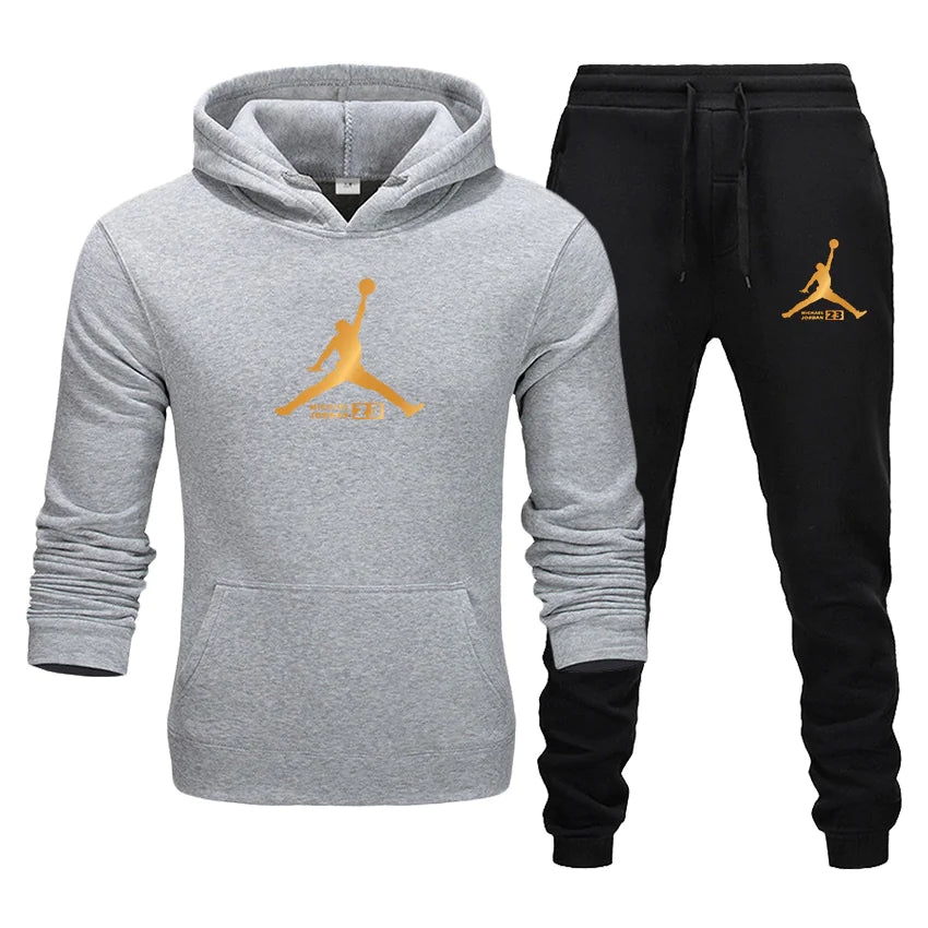 New Autumn Winter Men's Casual Hooded Sweatshirt Set