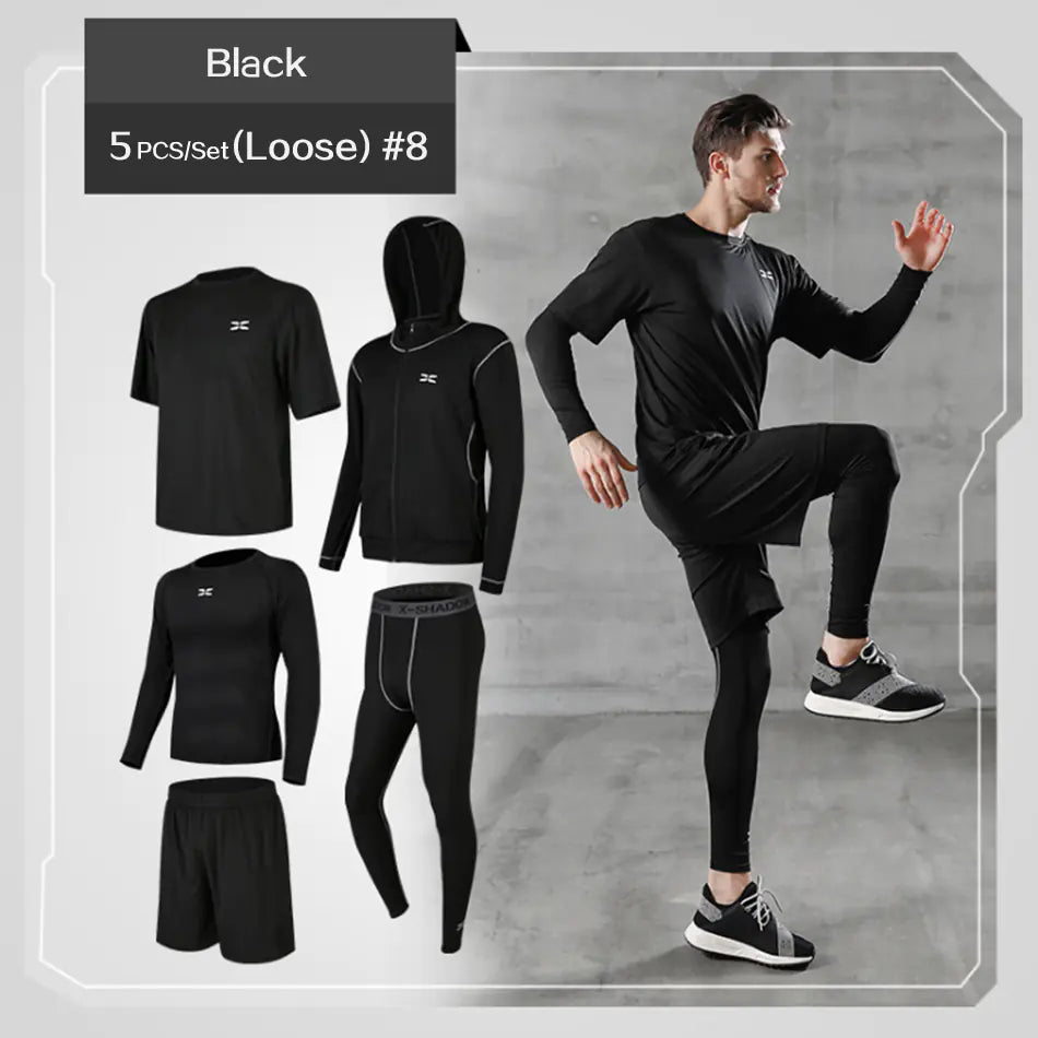 Men's Athletic Set - Quick-Dry T-Shirt and Pants (5 Pieces)