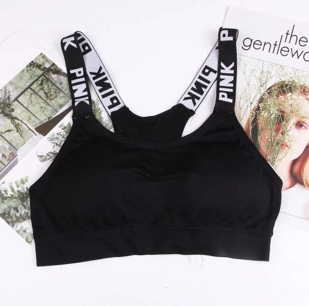 Seamless Women's Sports Bra with Letter Design