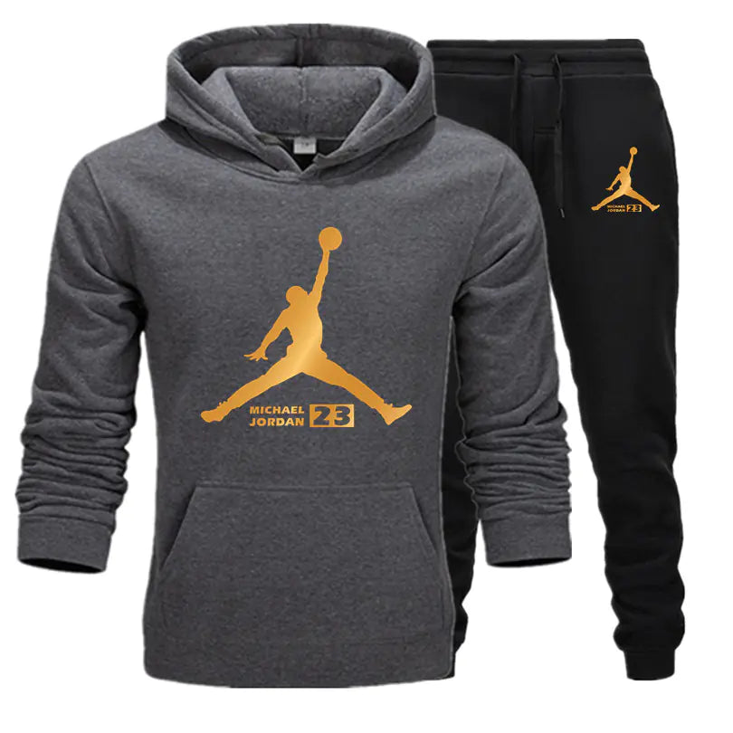 New Autumn Winter Men's Casual Hooded Sweatshirt Set