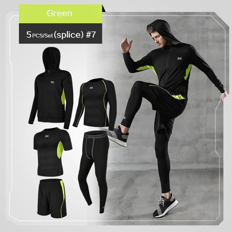 Men's Athletic Set - Quick-Dry T-Shirt and Pants (5 Pieces)