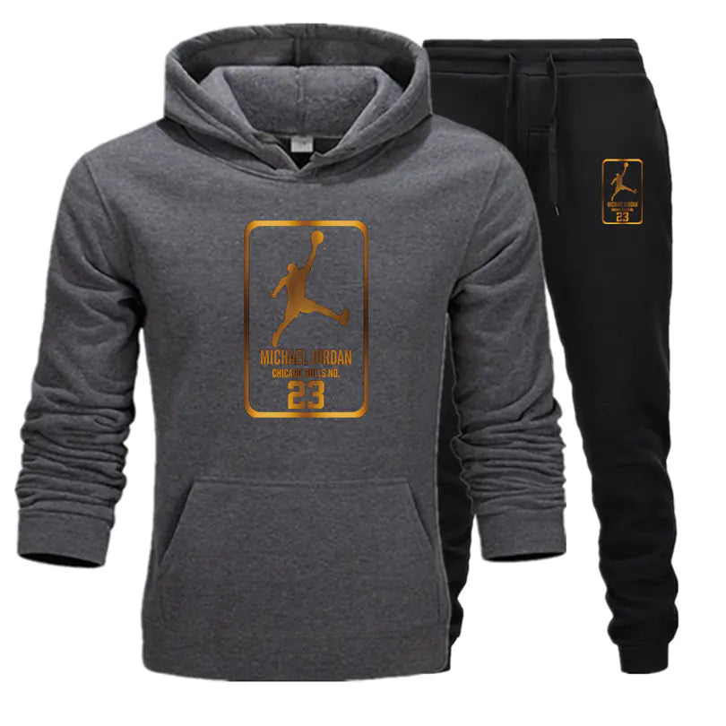 New Autumn Winter Men's Casual Hooded Sweatshirt Set